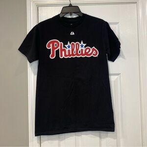 Philadelphia Phillies Cliff Lee Black Red Blue Tee Shirt Unisex Small Majestic